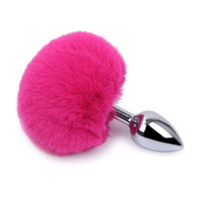Plug Anal de Aço Prata com Pompom - MPA1402