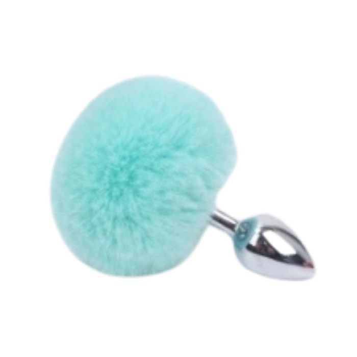 Plug Anal de Aço Prata com Pompom - MPA1402