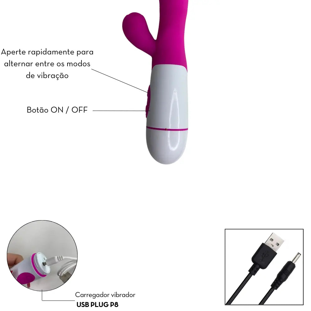 Vibrador Ponto G com Estimulador Clitoriano - MLVE4020