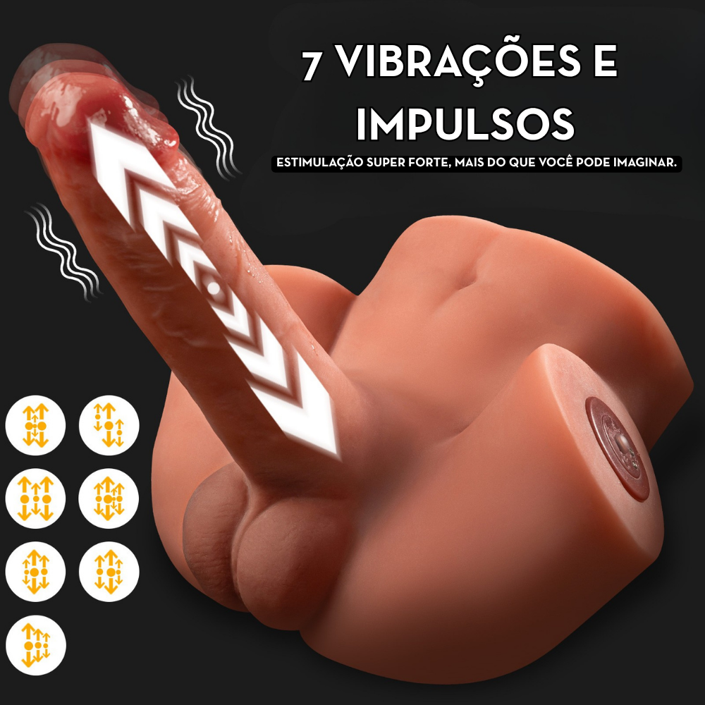 Masturbador Vibratório Vai e Vem Meio Corpo com Pênis e Ânus - MLVP6286