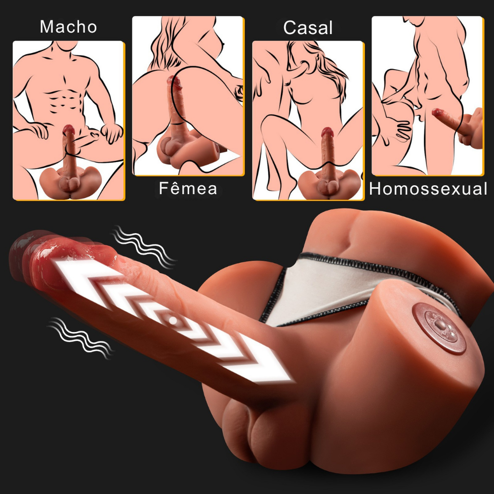 Masturbador Vibratório Vai e Vem Meio Corpo com Pênis e Ânus - MLVP6286
