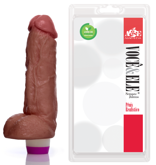 Prótese com Escroto e Vibração 19,5x5,5cm - ADAO19/19M