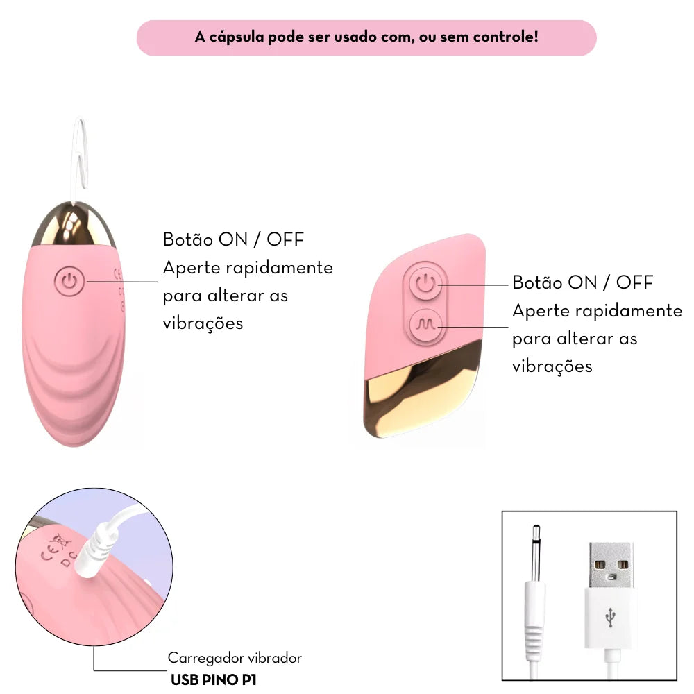 Cápsula Vibratória Oval com Controle Remoto - MBC1349