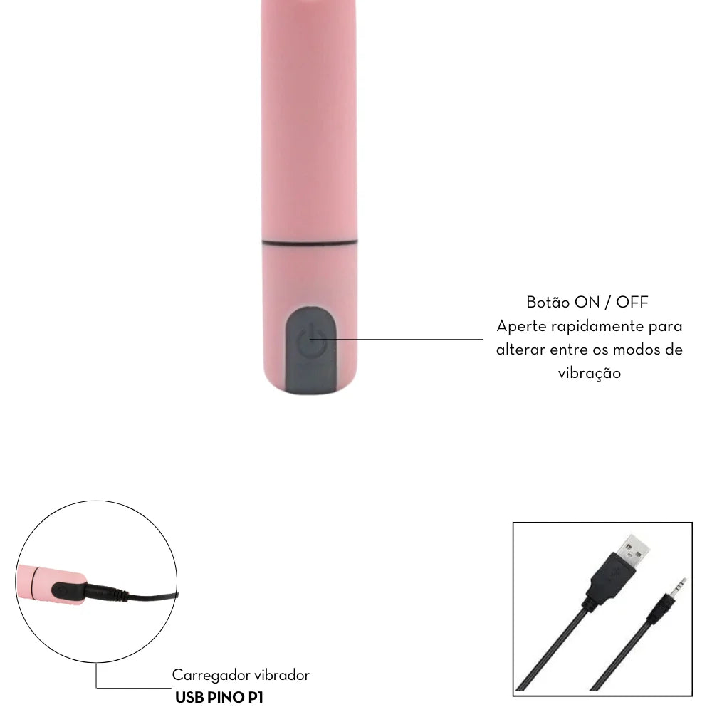 Cápsula Vibratória Aveludada Recarregável - MLBA1421