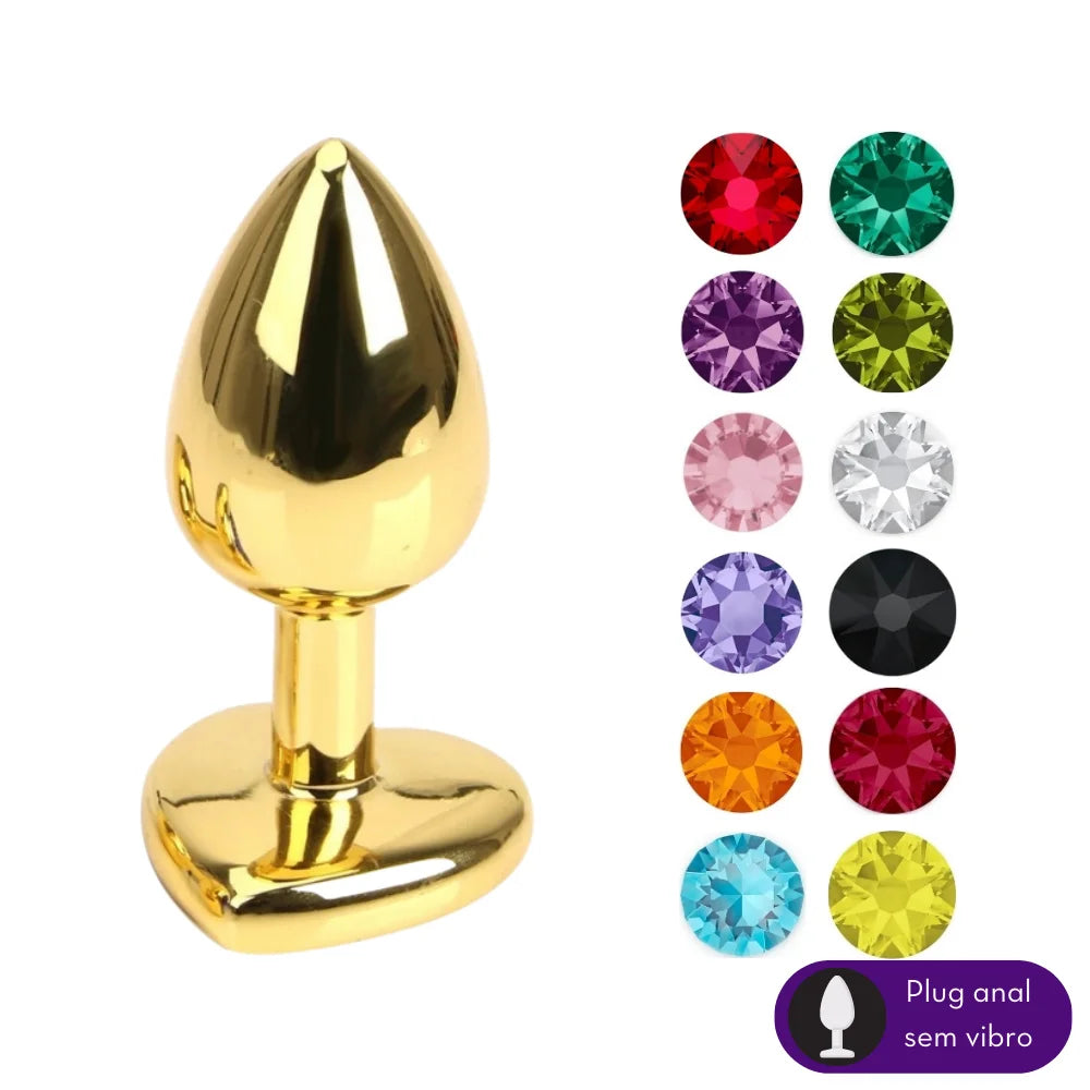PLUG ANAL EM METAL DOURADO - CORAÇÃO - MPA1309