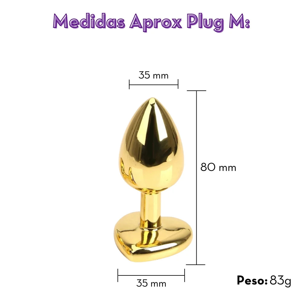 PLUG ANAL EM METAL DOURADO - CORAÇÃO - MPA1309