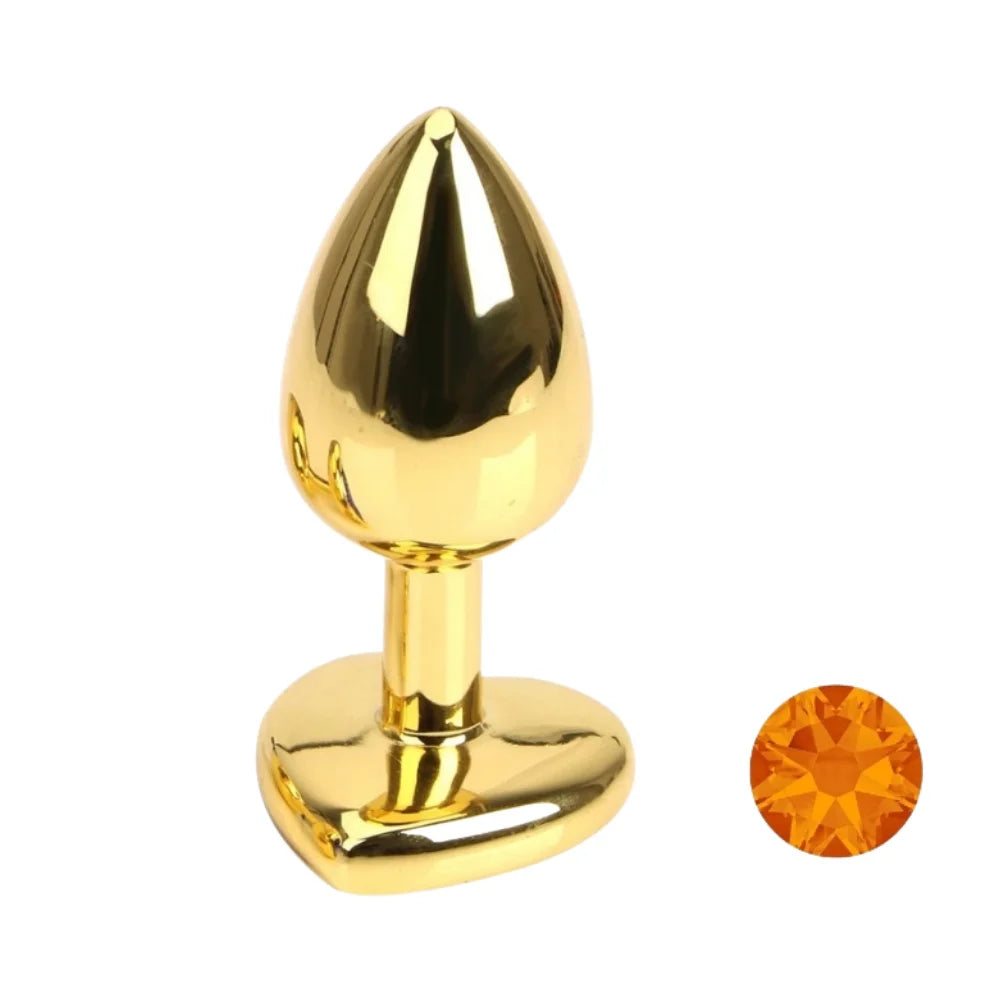 PLUG ANAL EM METAL DOURADO - CORAÇÃO - MPA1309