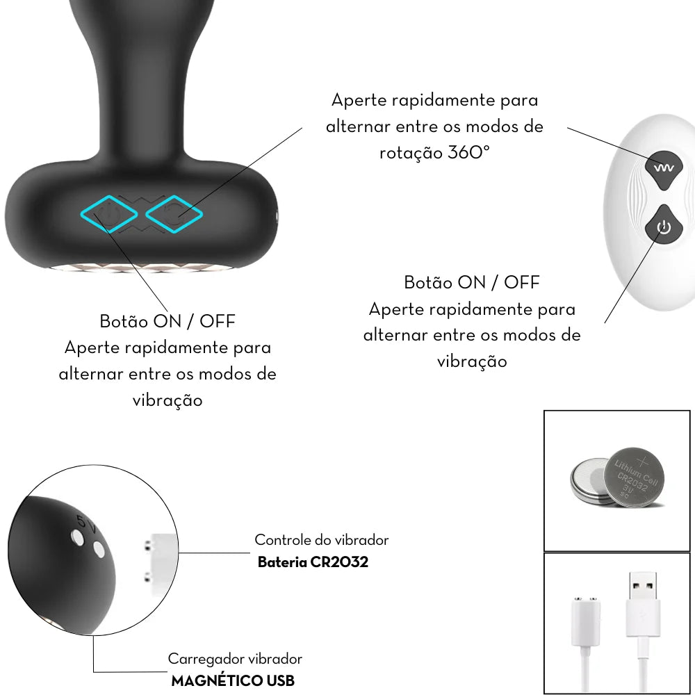 Plug Anal Vibratório 360° em Silicone - MPA6082