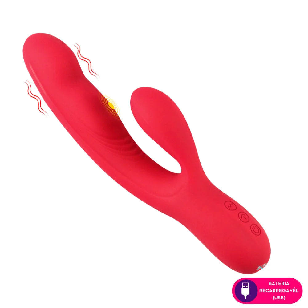 Vibrador Ponto G c/ Pulsação Interna e Estimulação Clitoriana - MVE4358