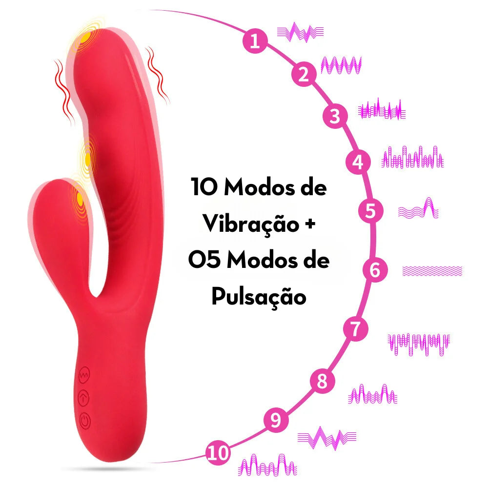 Vibrador Ponto G c/ Pulsação Interna e Estimulação Clitoriana - MVE4358