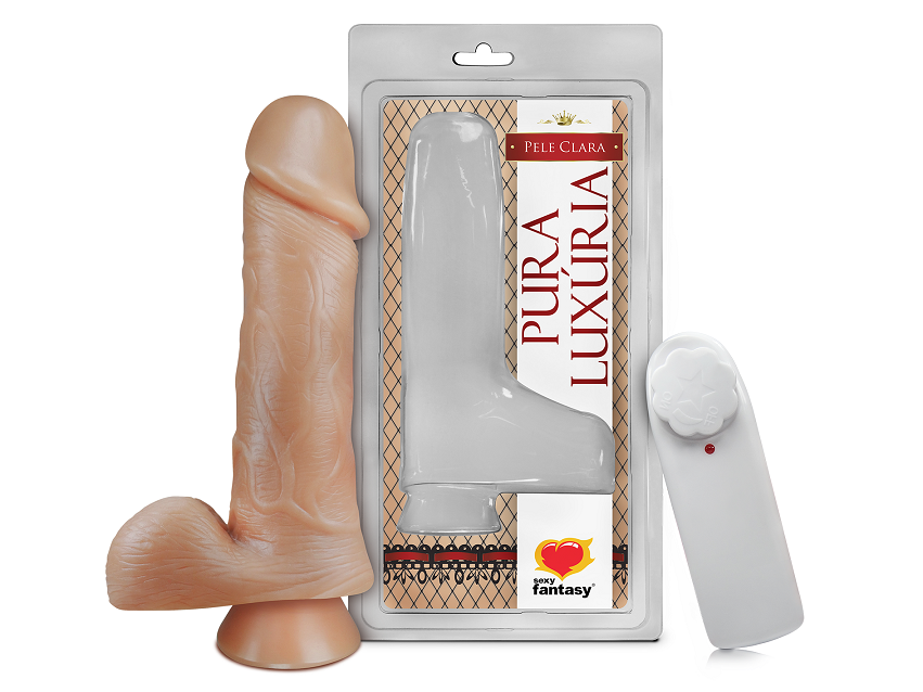 Pênis com Escroto, Vibro e Ventosa - 18cm X 4,4cm - PV026
