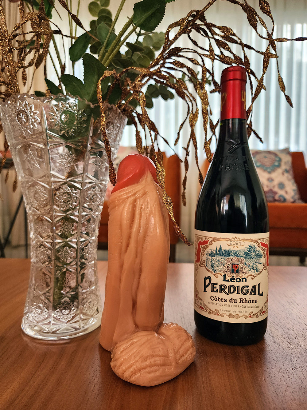 Prótese Peniana Ares 21x6,5cm Bege c/ Ventosa, Veiudo e Flexível - ADAO118V