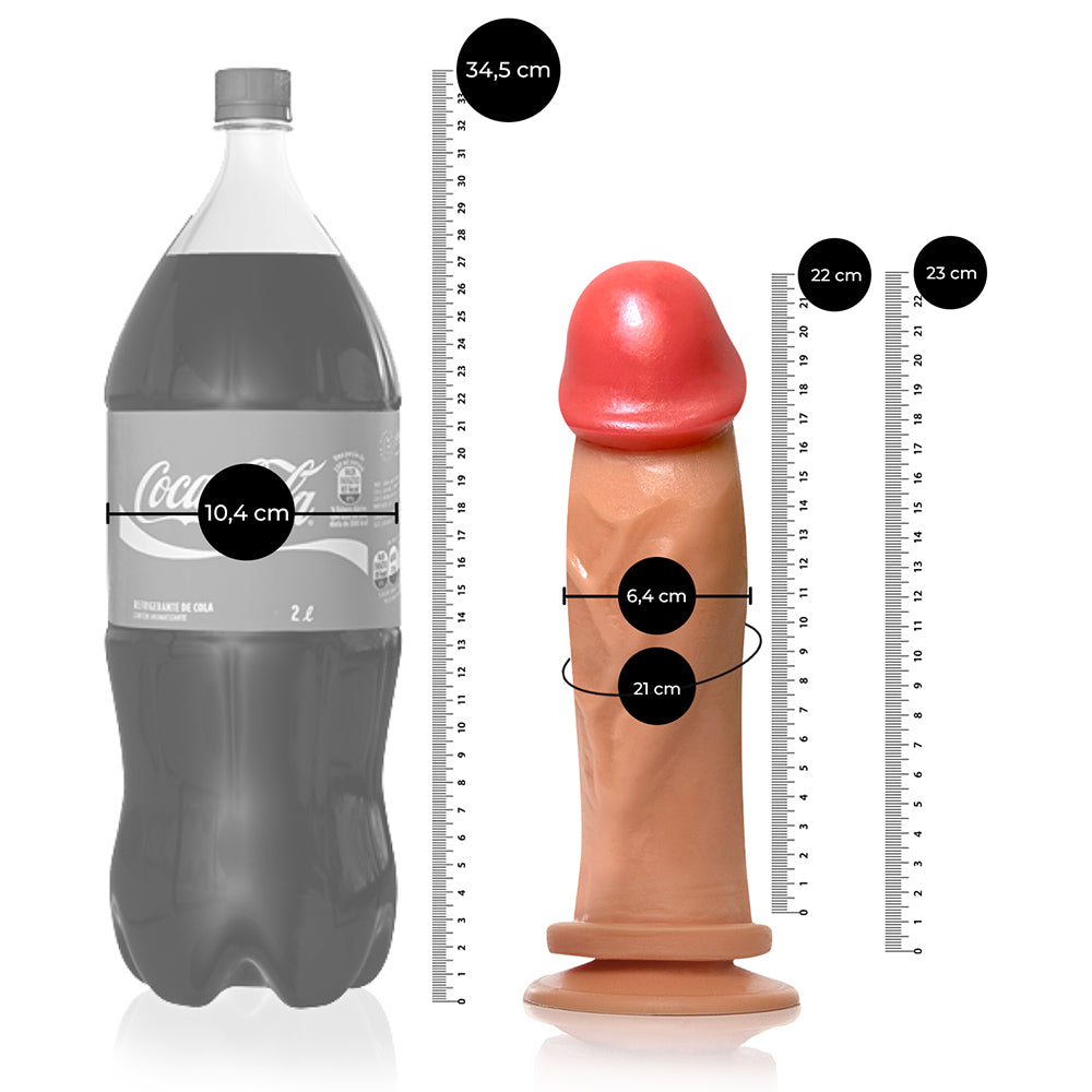 Prótese Hades 23,5x6,7cm Bege – Com Ventosa, Grosso e Flexível - ADAO119V