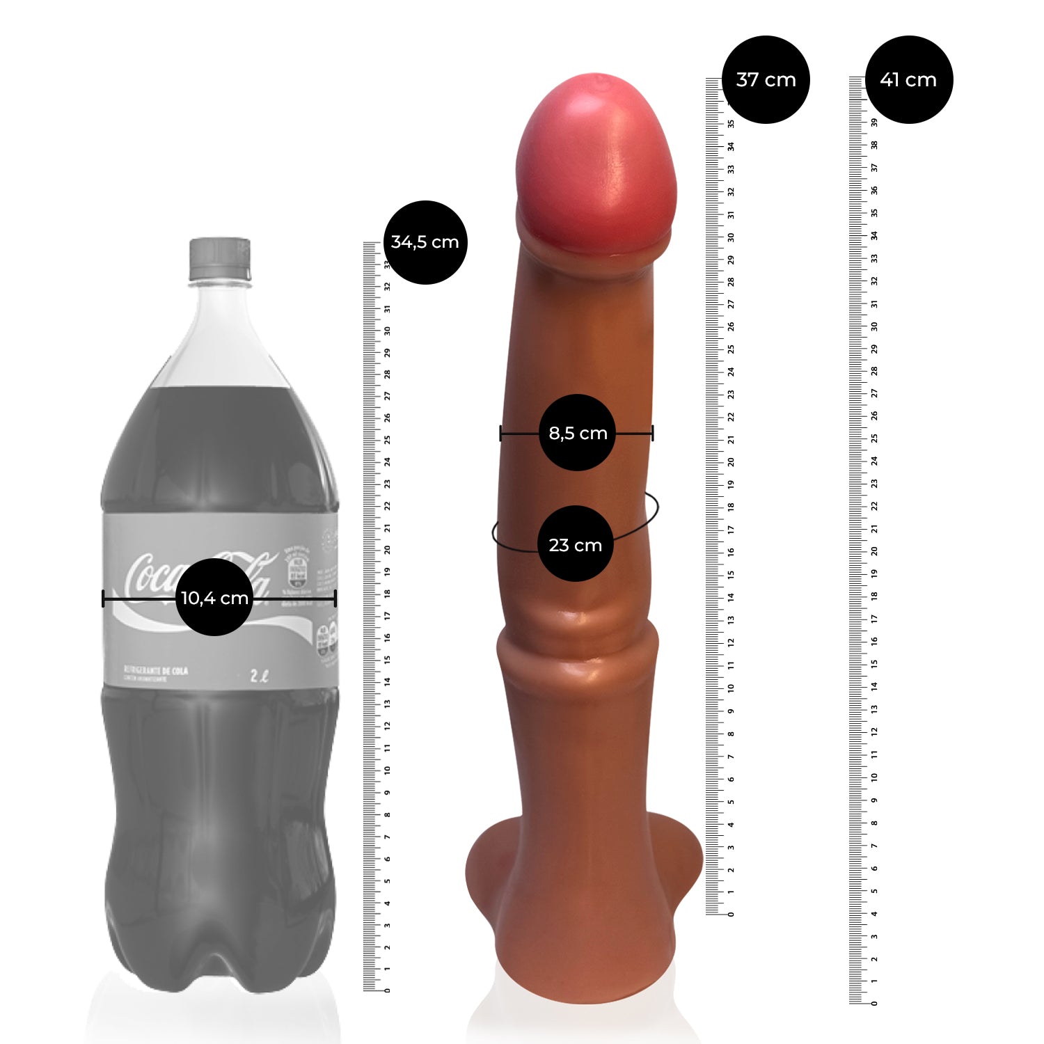 Prótese Poseidon 41x8,5cm Marrom - Gigante c/ Ventosa e Escroto - ADAO123MV