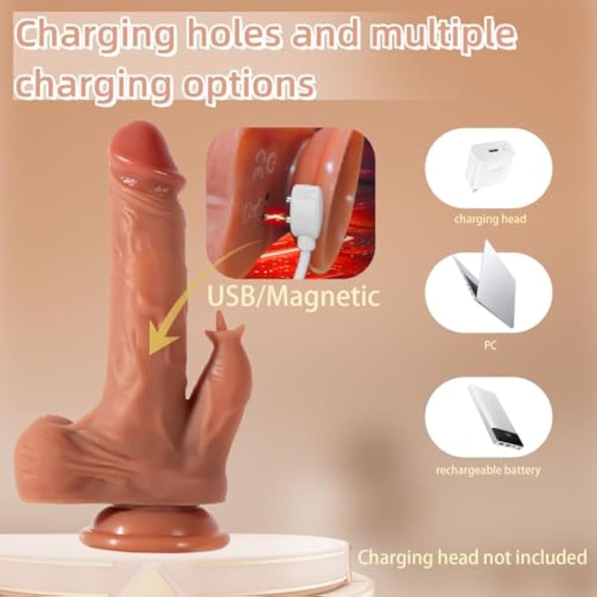 Prótese Realista 23cm c/ APP, Ventosa, Escroto e Estimulador Clitoriano - ME298