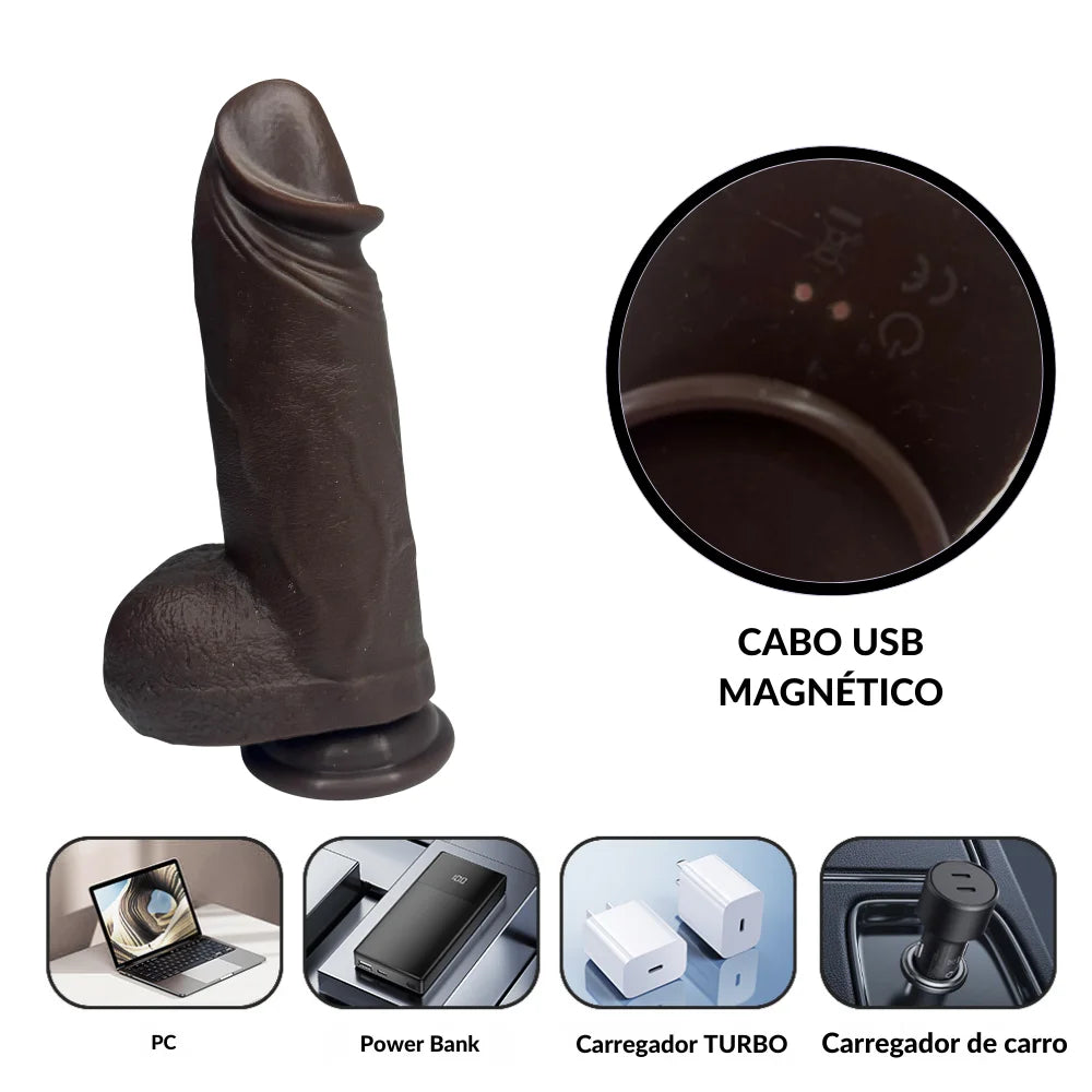 Prótese Peniana Vai e Vem com Aquecimento e Controle Remoto (15cm) - MLVP3622