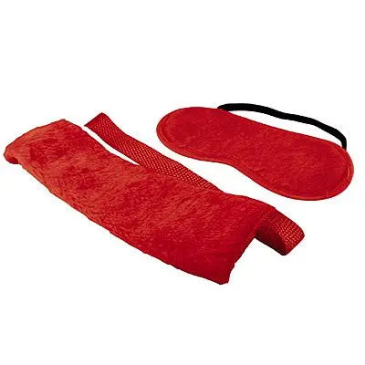 Bondage - Kit com 4 amarras e venda de pélucia - Vermelho - LS005