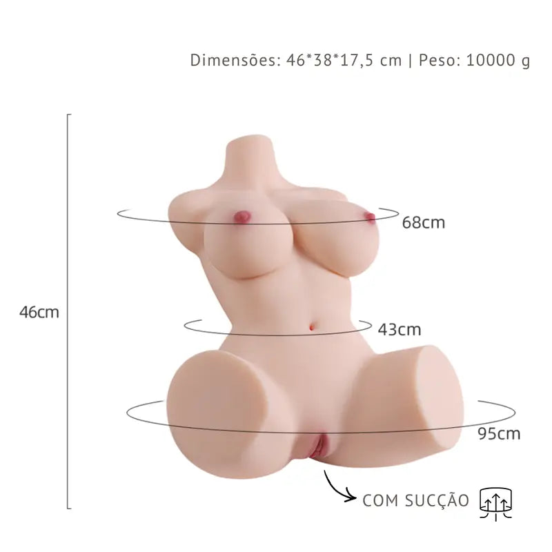 Boneca Meio Corpo Realístico com Sucção - MLAN3850S