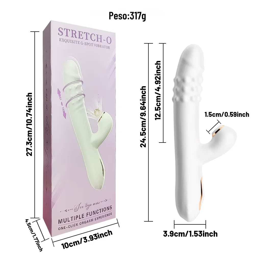 Vibrador Rotativo com Esferas Internas Giratórias e Estimulador Clitoriano - MLVO5222