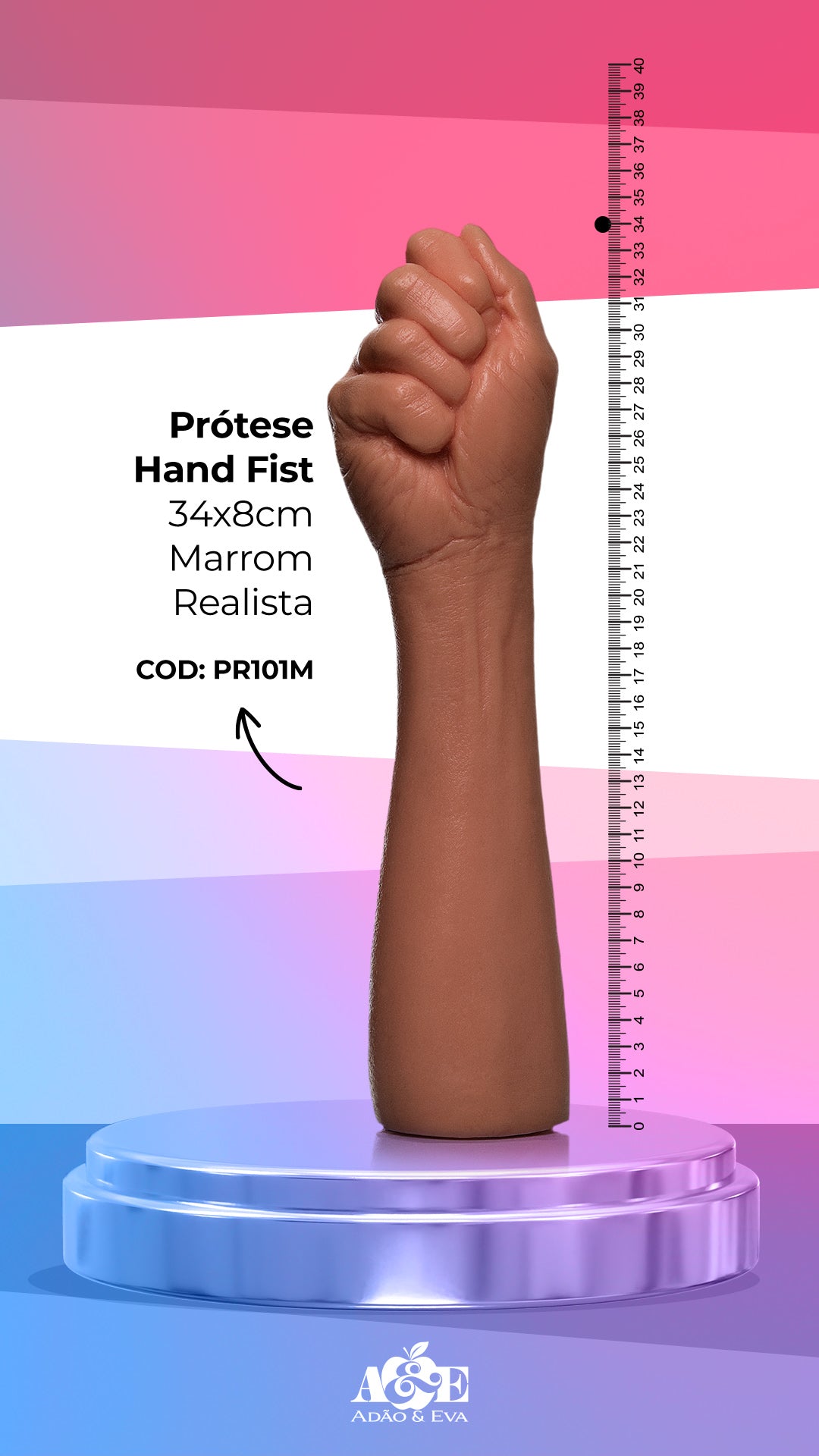 Prótese Punho Fechado Marrom 34cm Hand Fist -PR101M