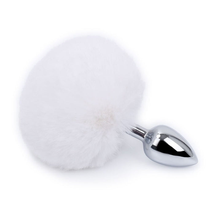 Plug Anal de Aço Prata com Pompom - MPA1402