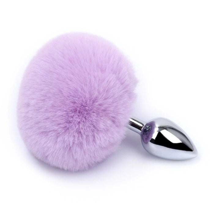 Plug Anal de Aço Prata com Pompom - MPA1402