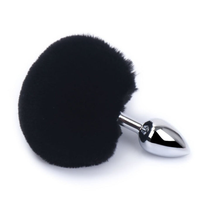 Plug Anal de Aço Prata com Pompom - MPA1402