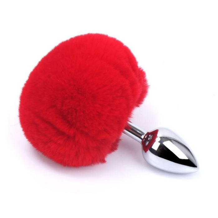 Plug Anal de Aço Prata com Pompom - MPA1402