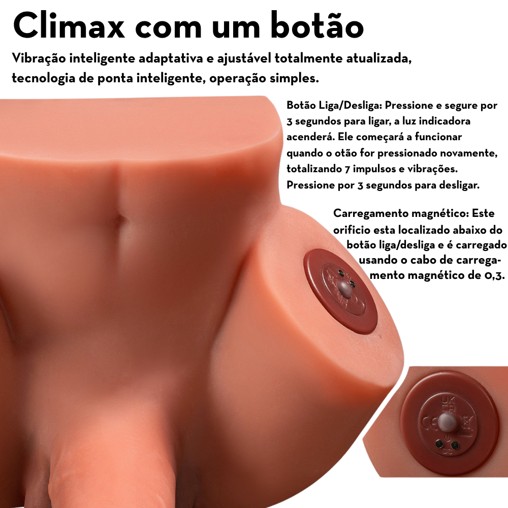 Masturbador Vibratório Vai e Vem Meio Corpo com Pênis e Ânus - MLVP6286