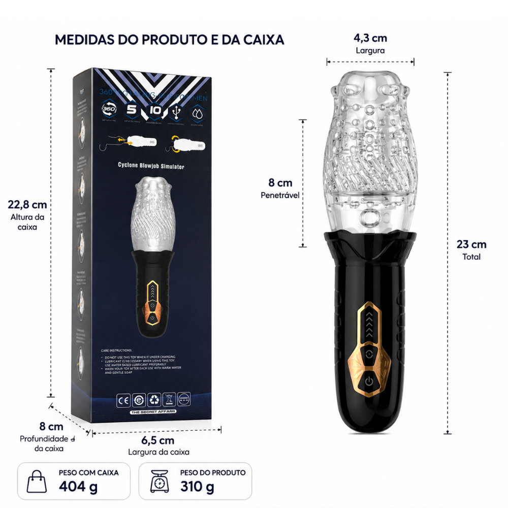 Super Masturbador Masculino Giratório 360° - MLAN6418