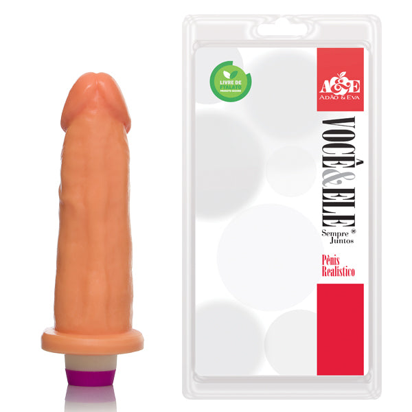 Prótese Peniana 8L com Vibro 17x5cm na Cor Bege - ADAO41