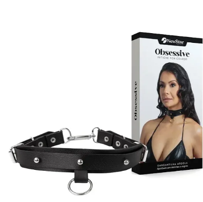 Gargantilha Argola com Detalhes Prateados - NS108