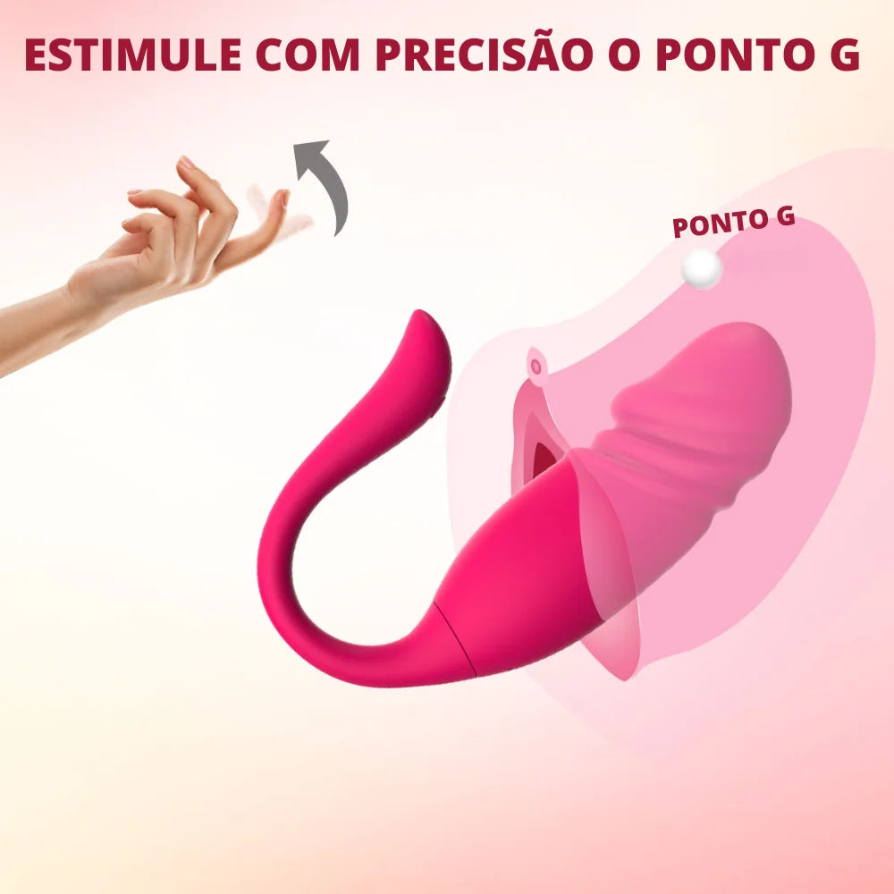 Vibrador de Casal Vai e Vem em Formato de Glande por Aplicativo - MLPP2157
