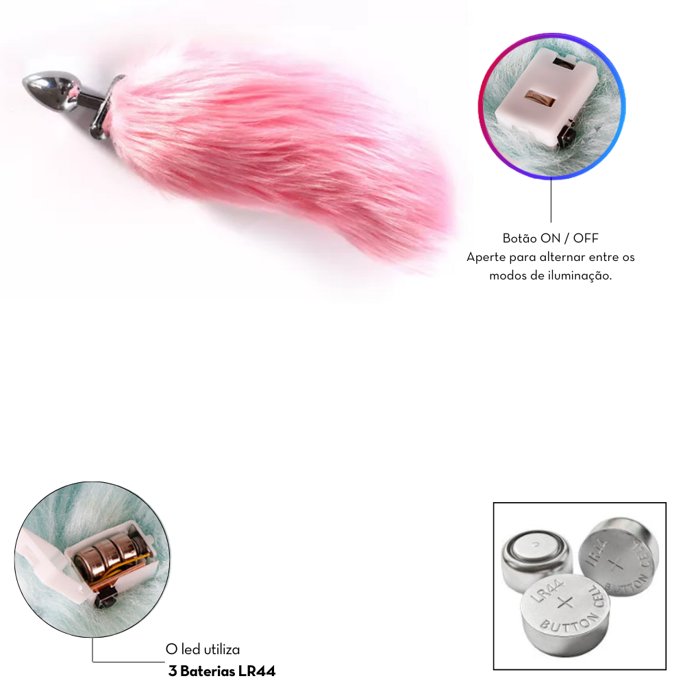 Plug Anal com Cauda Iluminada MPA1407-P Plug Anal com Cauda Iluminada MPA1407-P