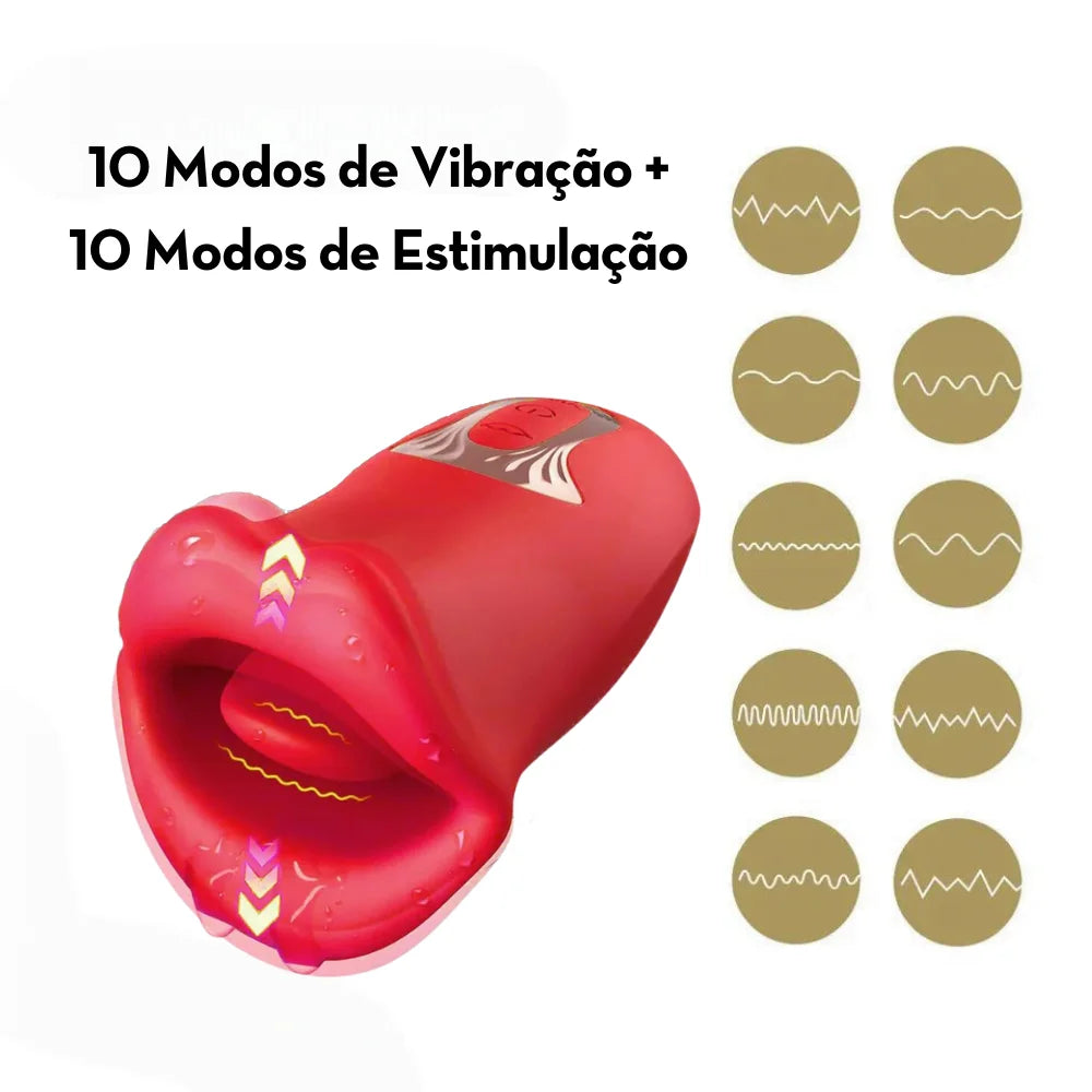 Estimulador Clitoriano Formato de Boca com Língua Vibratória - MLVA8515