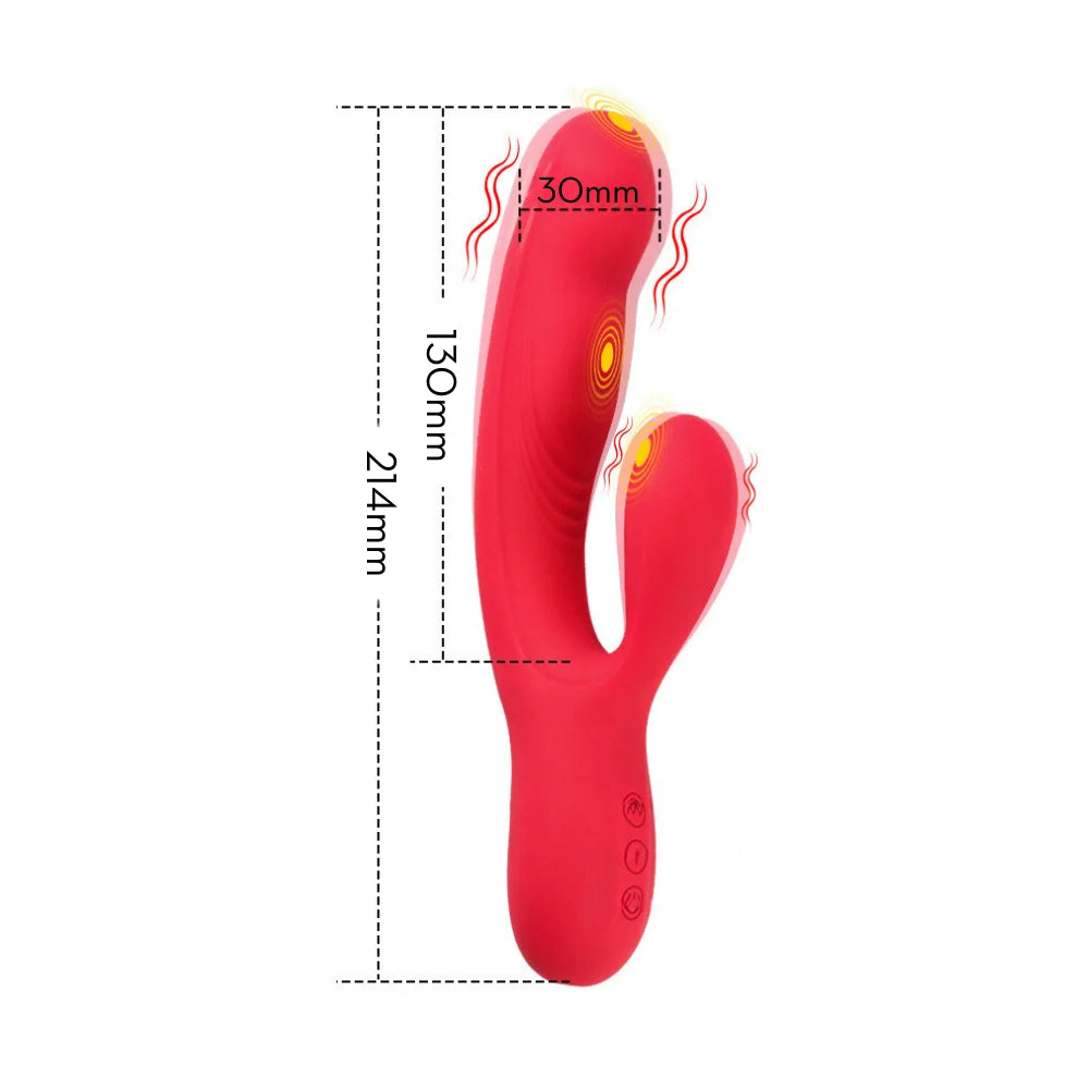 Vibrador Ponto G c/ Pulsação Interna e Estimulação Clitoriana - MVE4358
