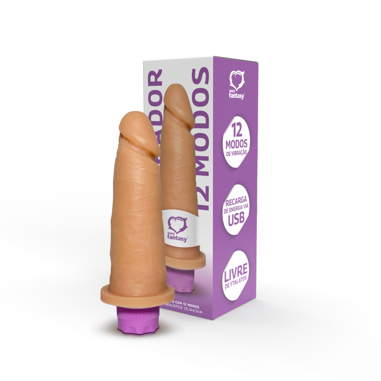 Prótese Realística c/ Vibrador 12 Modos - PCR010