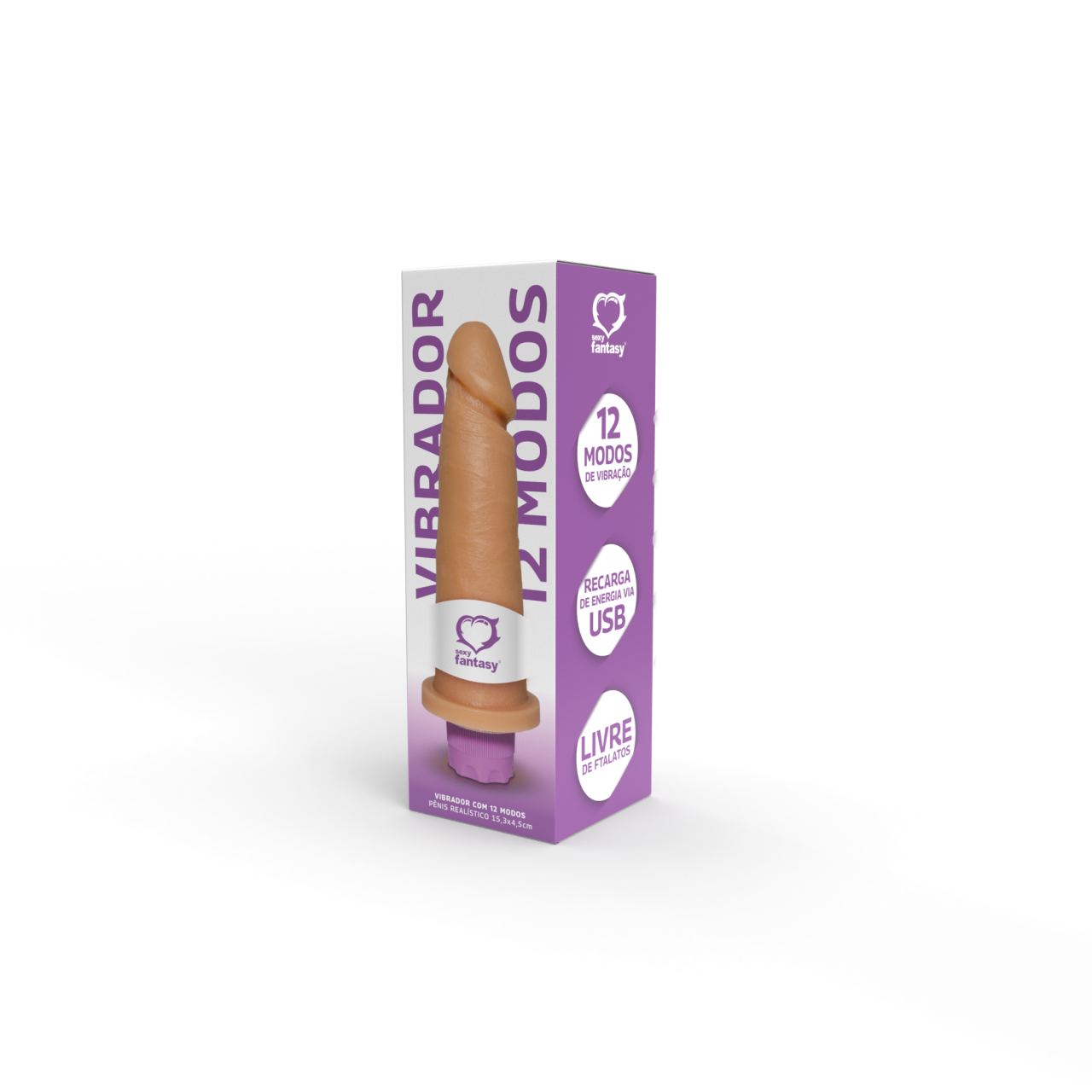 Prótese Realística c/ Vibrador 12 Modos - PCR010
