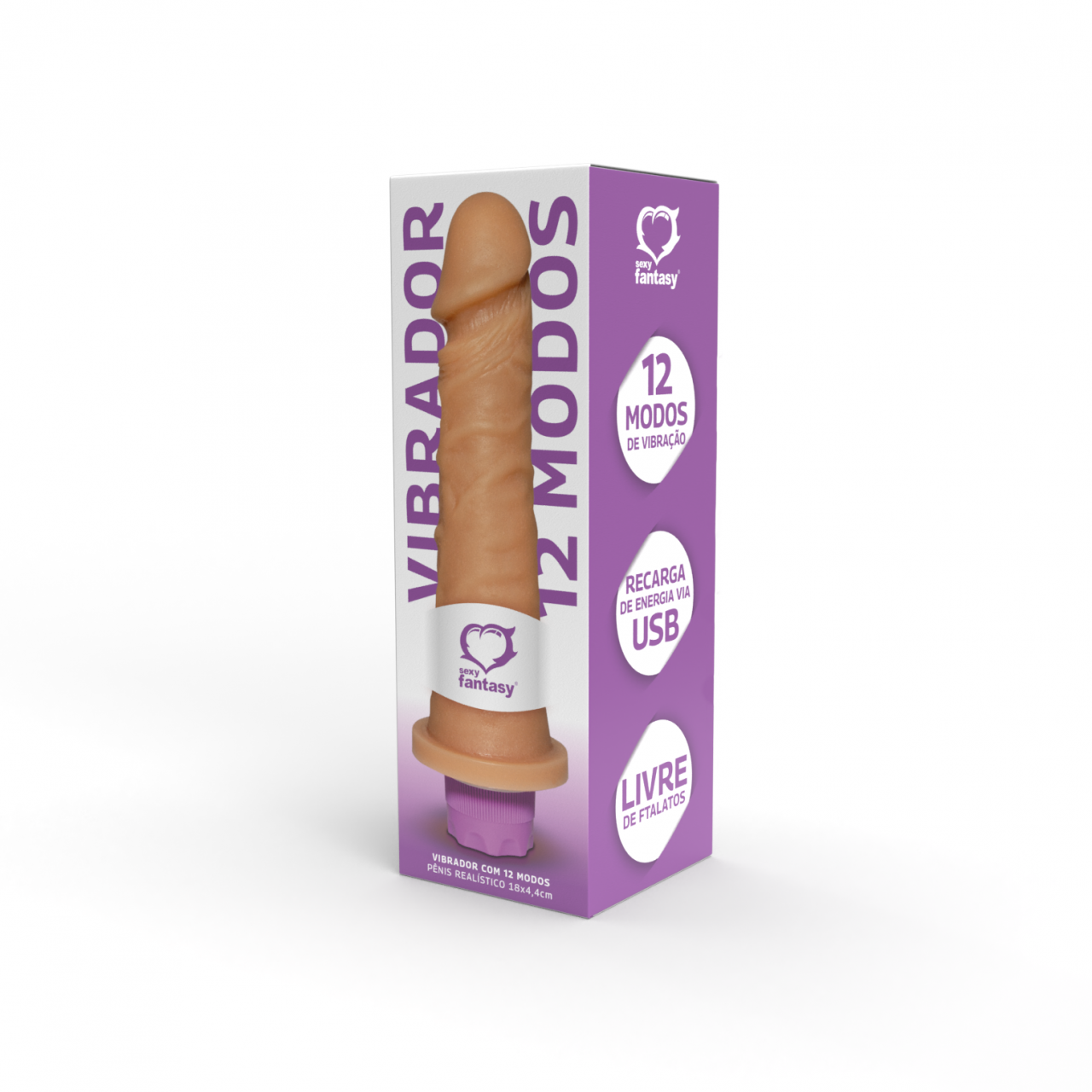 Prótese Realística c/ Vibrador 12 Modos - PCR019