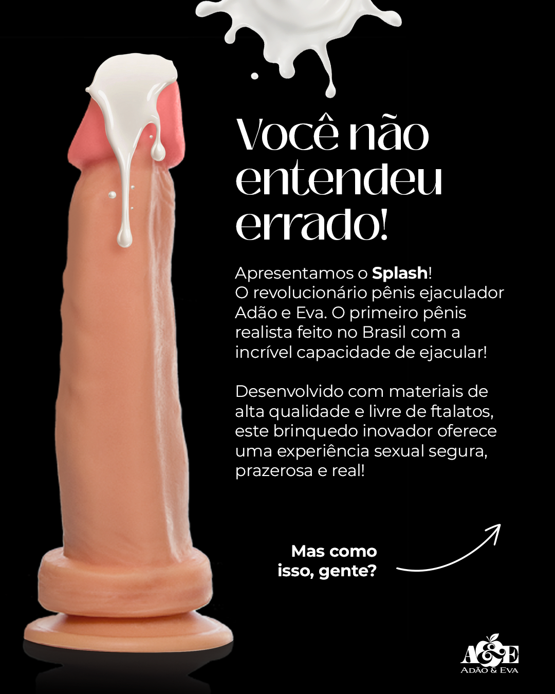 Kit Splash - Prótese Que Ejacula + Semen Lub Morango - KITADAO26E
