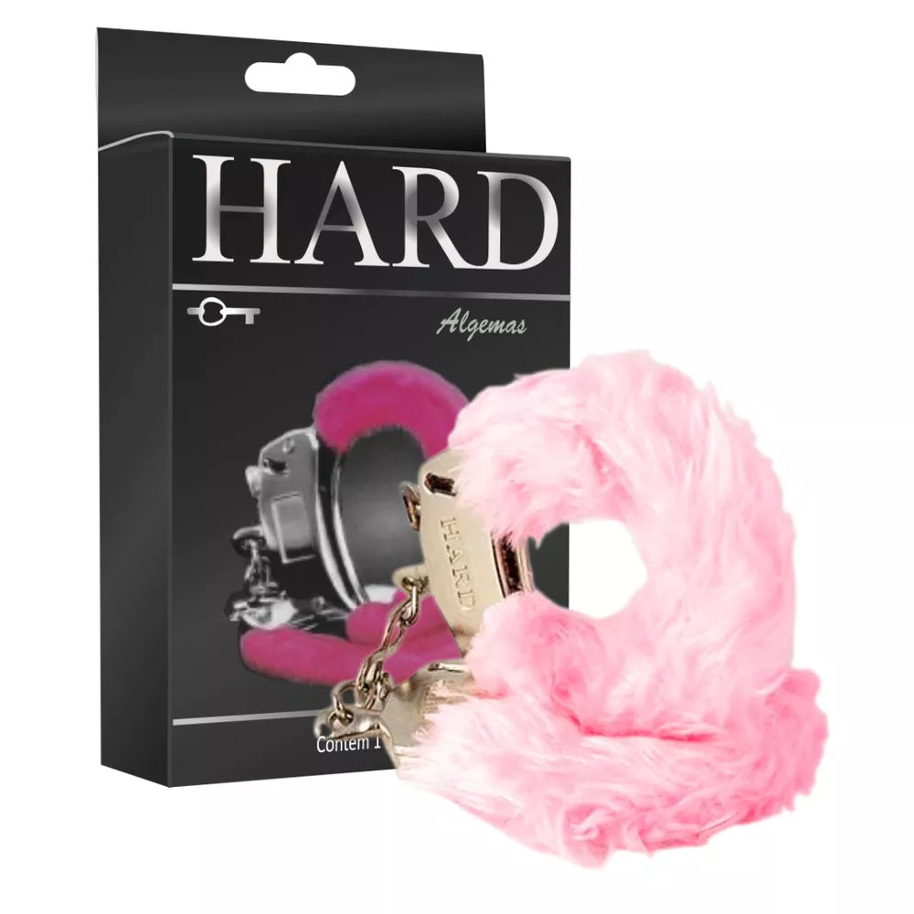 Algema em Metal Com Pelúcia Rosa - HA109PR