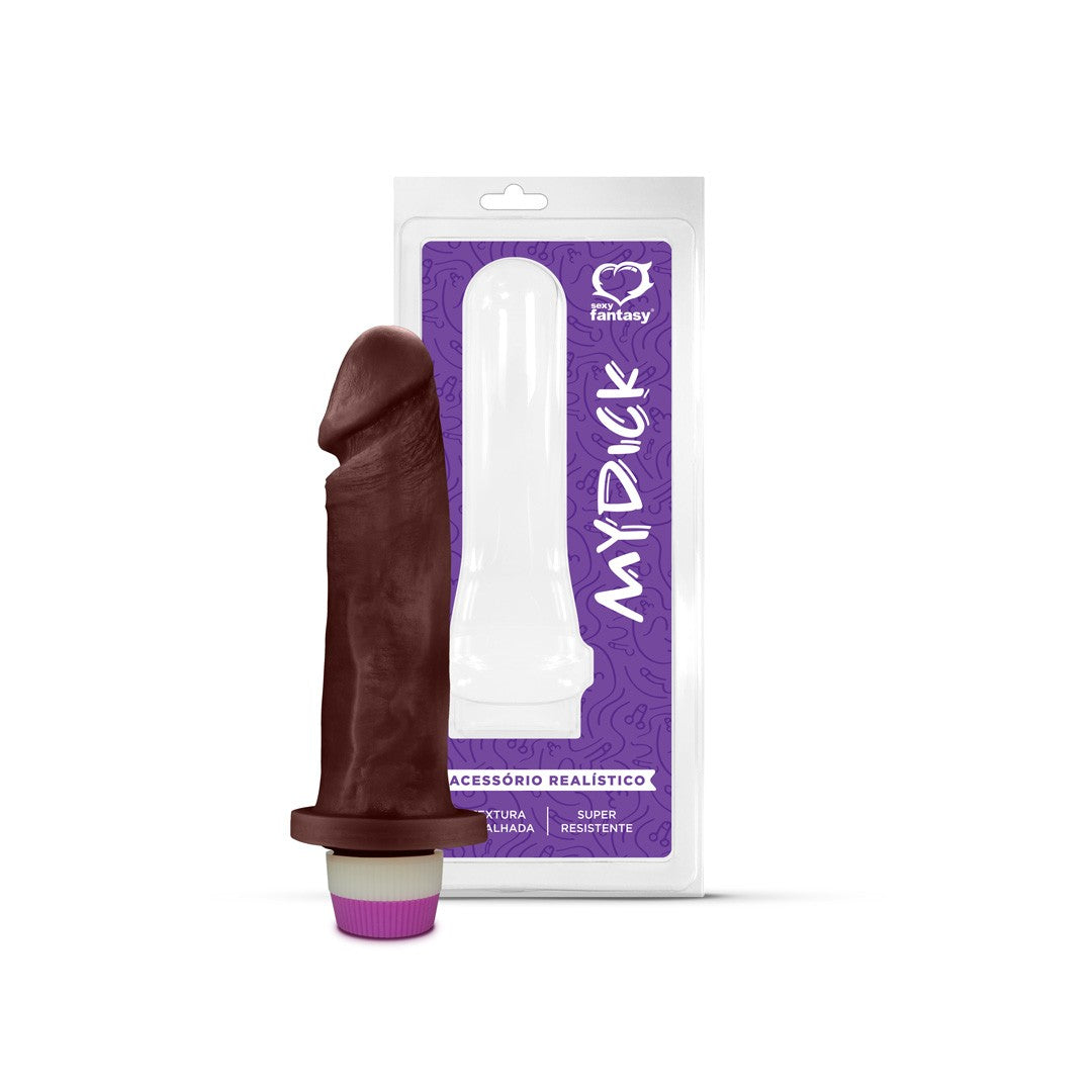 Prótese Realística Marrom Com Vibro - 18cm X 4,5cm - PCN014