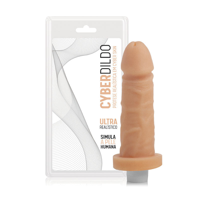 Prótese em Cyber Skin - 13,5x3,5 cm com Vibrador Multivelocidade - CYB033
